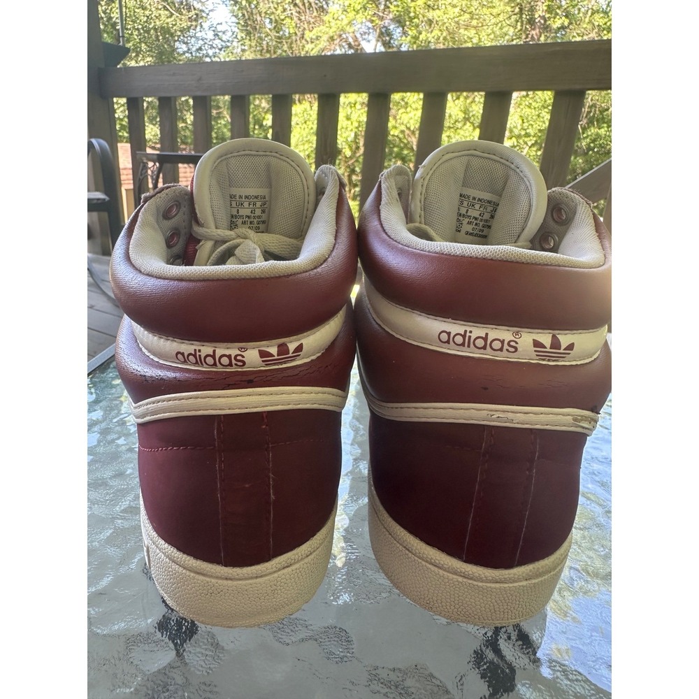 Adidas Top Ten High Top Sneakers Maroon White Stripe Shoes Size Men's 8.5 - Picture 5 of 14